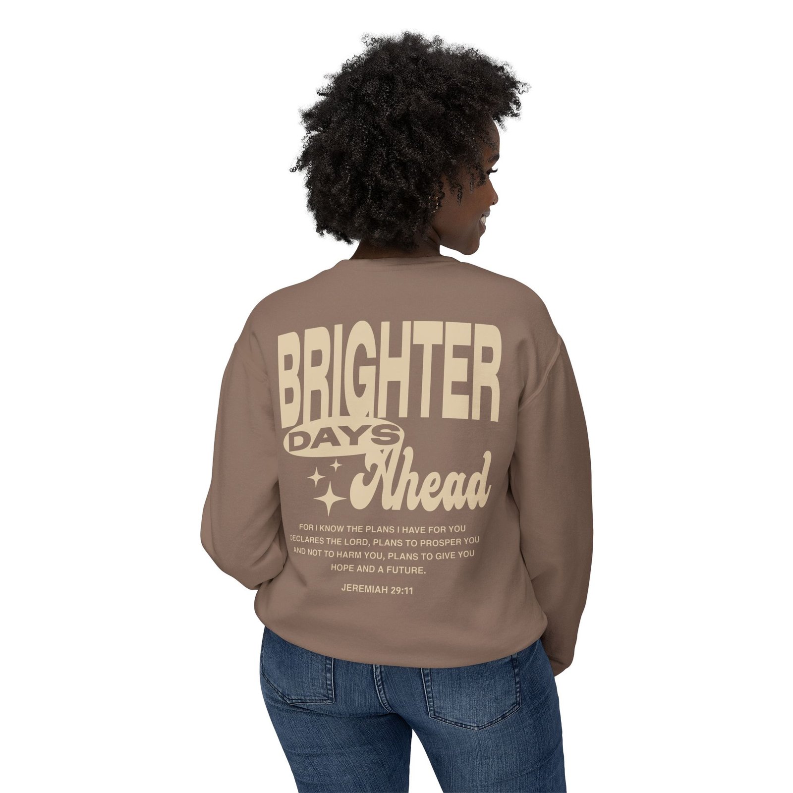 Brighter Days Ahead - Unisex Lightweight Crewneck Sweatshirt (Tan) - Image 8