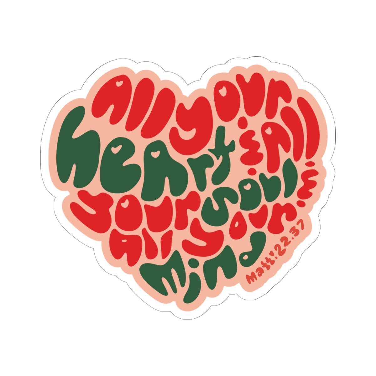 Heart Soul And Mind (Peach) Die Cut Stickers - Image 2