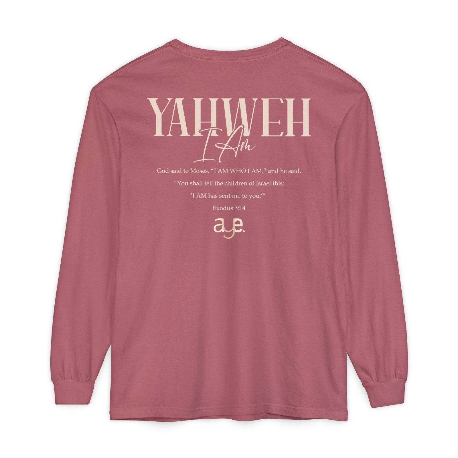 Yahweh - Unisex Garment-dyed Long Sleeve T-Shirt - Image 3