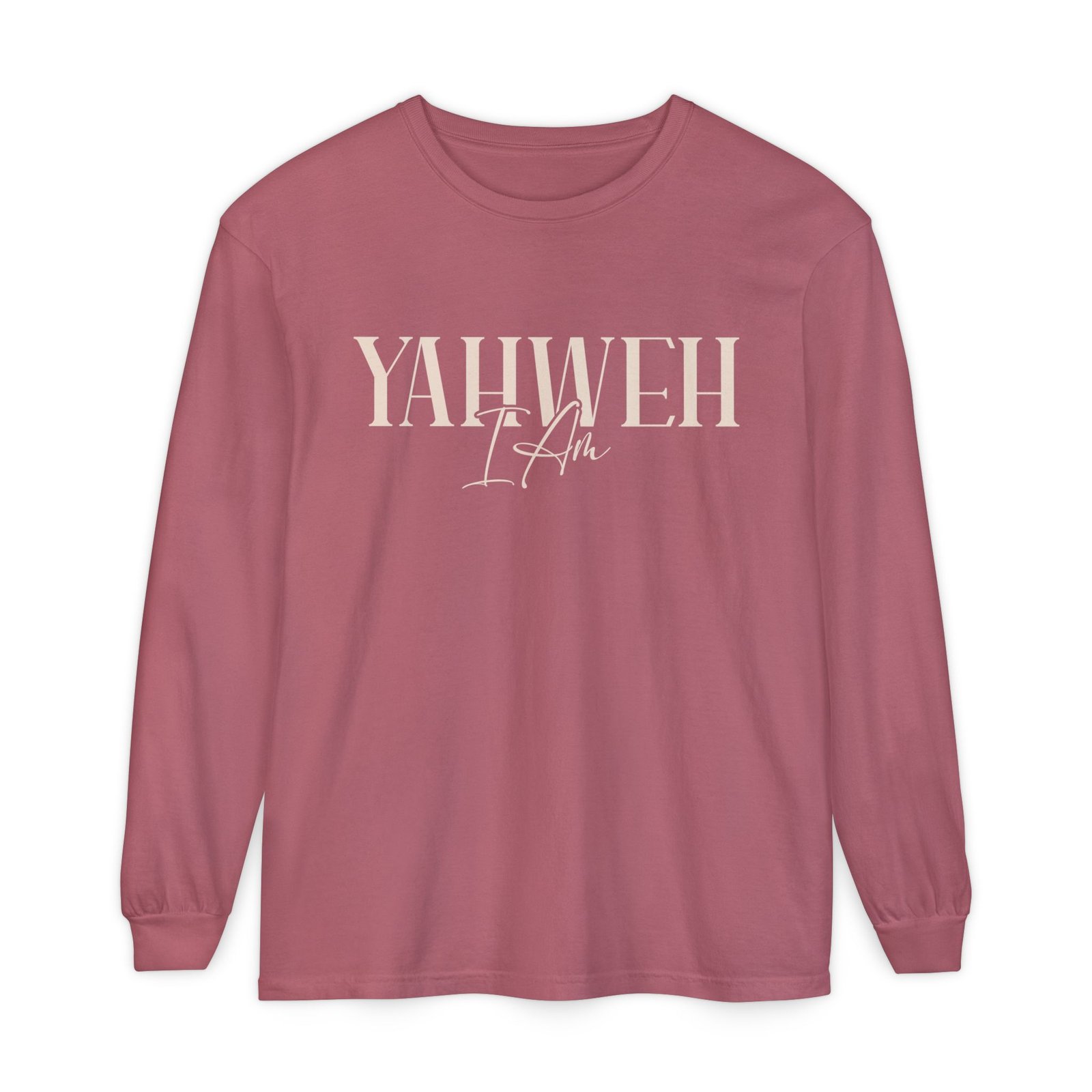 Yahweh - Unisex Garment-dyed Long Sleeve T-Shirt - Image 2
