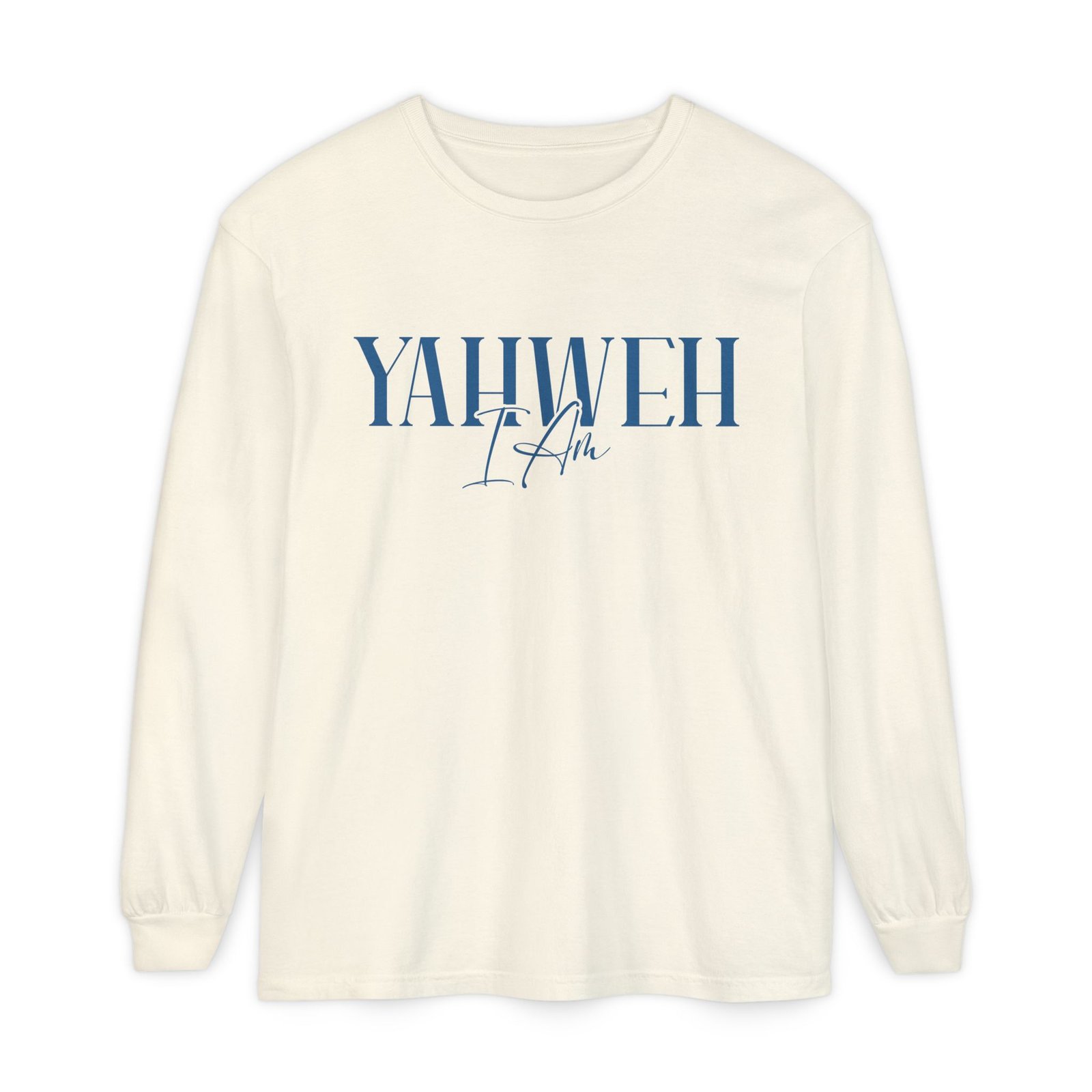 Yahweh - Unisex Garment-dyed Long Sleeve T-Shirt - Image 8