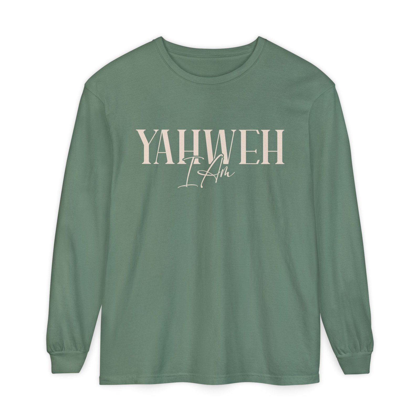 Yahweh - Unisex Garment-dyed Long Sleeve T-Shirt - Image 15