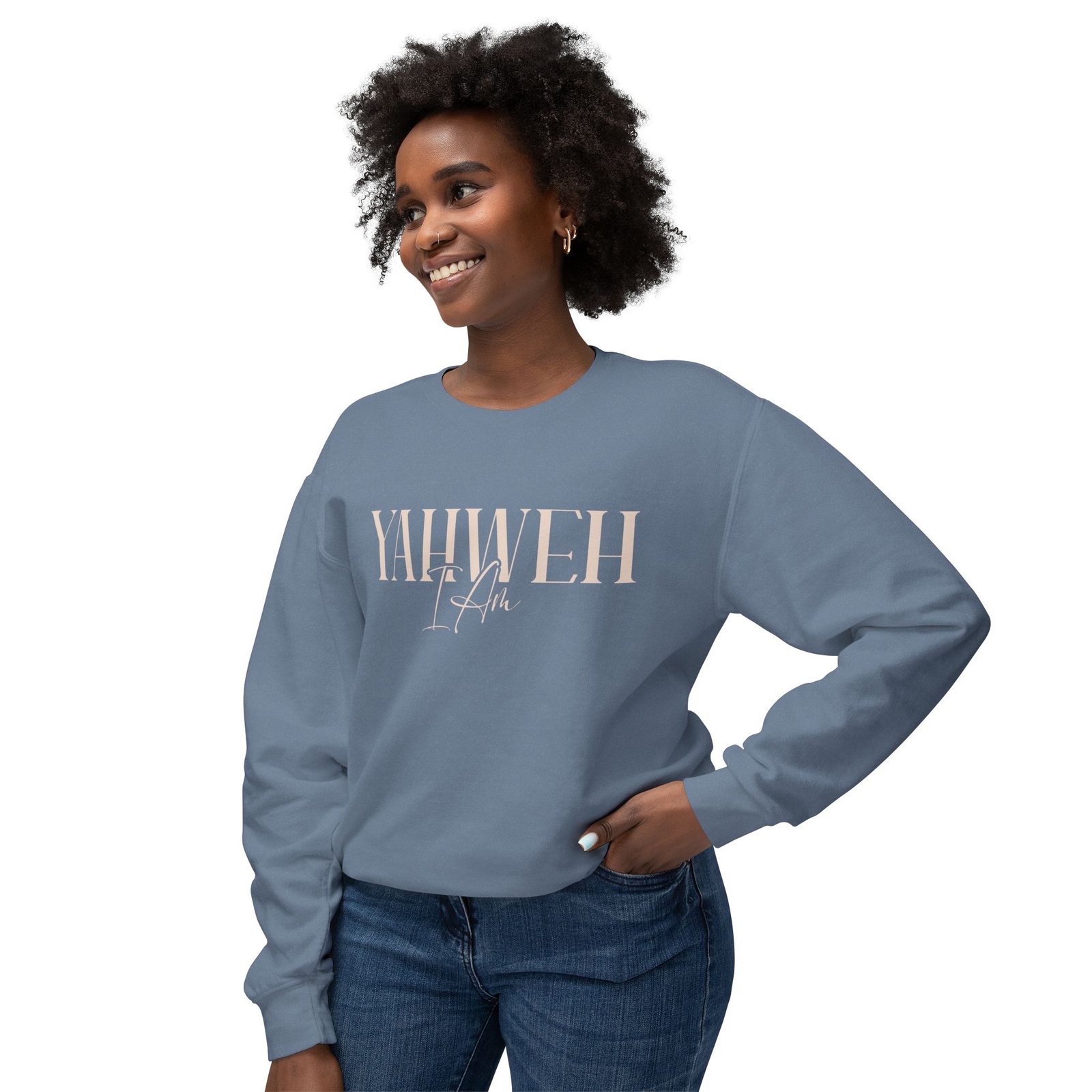 Yahweh - Unisex Lightweight Crewneck Sweatshirt - Image 4