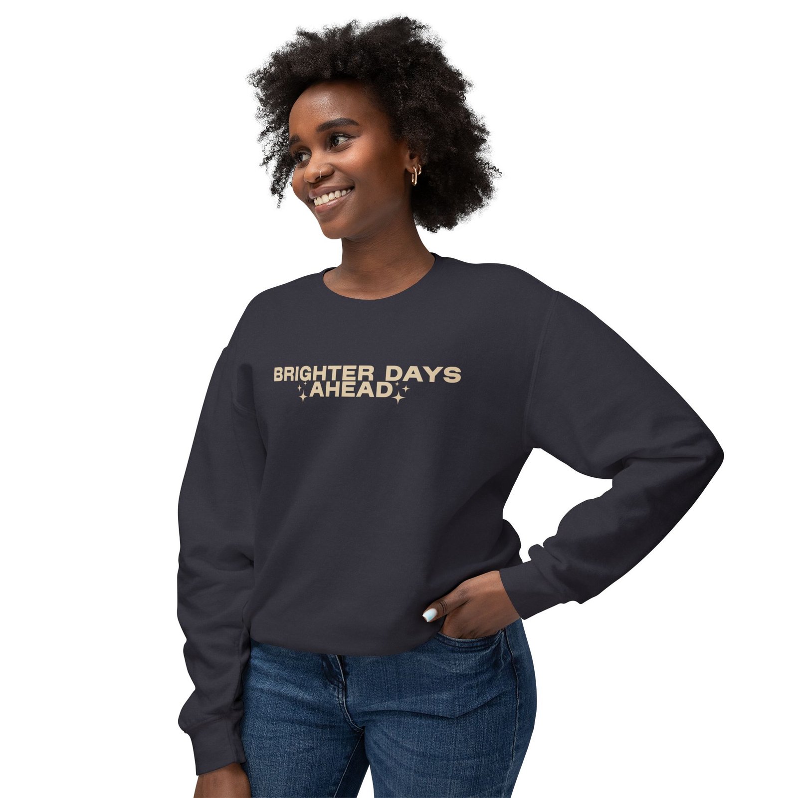 Brighter Days Ahead - Unisex Lightweight Crewneck Sweatshirt (Tan) - Image 11