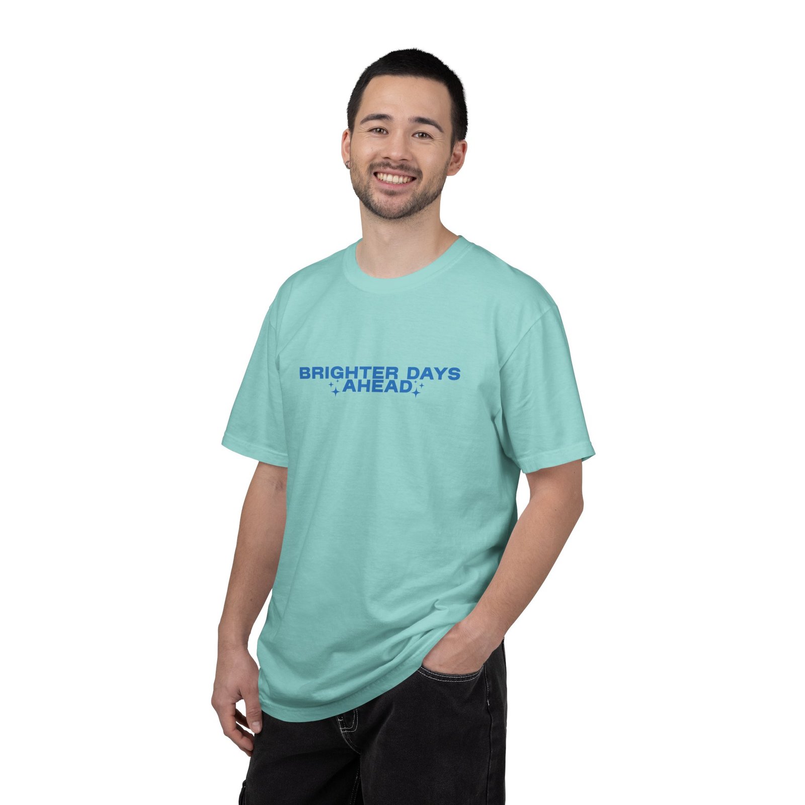 Brighter Days Ahead - Unisex Garment-Dyed T-shirt (Light Blue) - Image 12