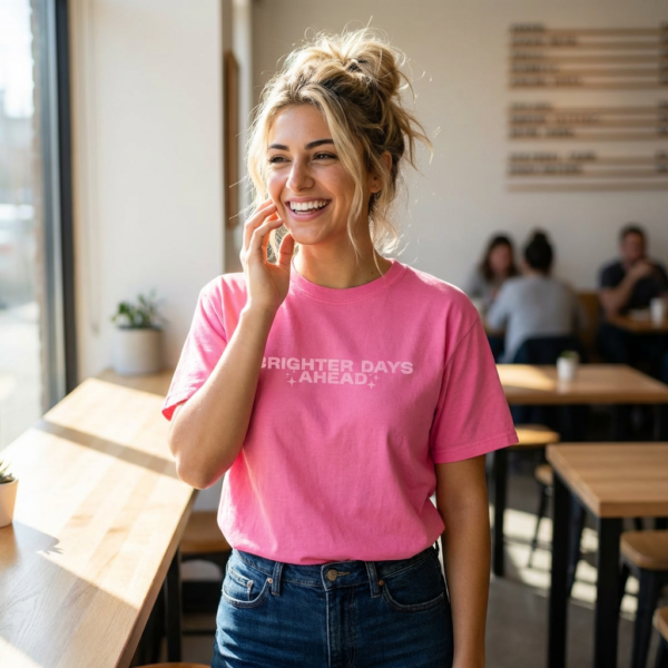 Brighter Days Ahead – Neon Pink Unisex Garment-Dyed T-shirt
