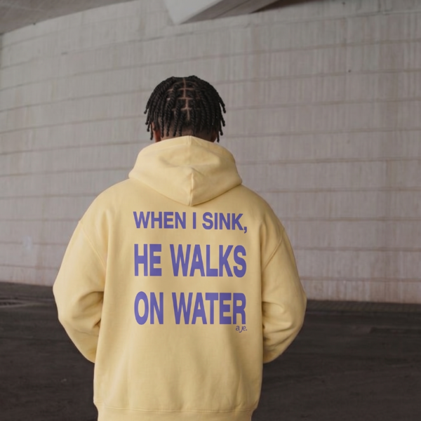 I Pray Because... He Walks On Water - Unisex Lightweight Hooded Sweatshirt